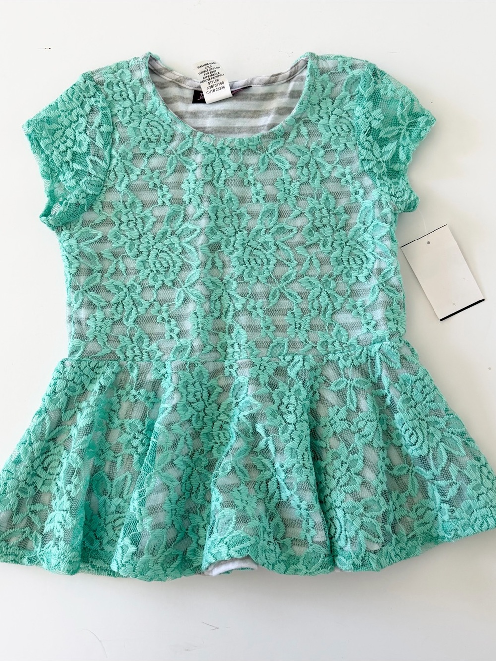 Mint Green Lace Peplum Top